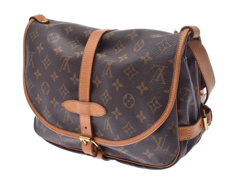 Louis Vuitton Bag Shoulder Monogram Saumur Brown Leather Brown